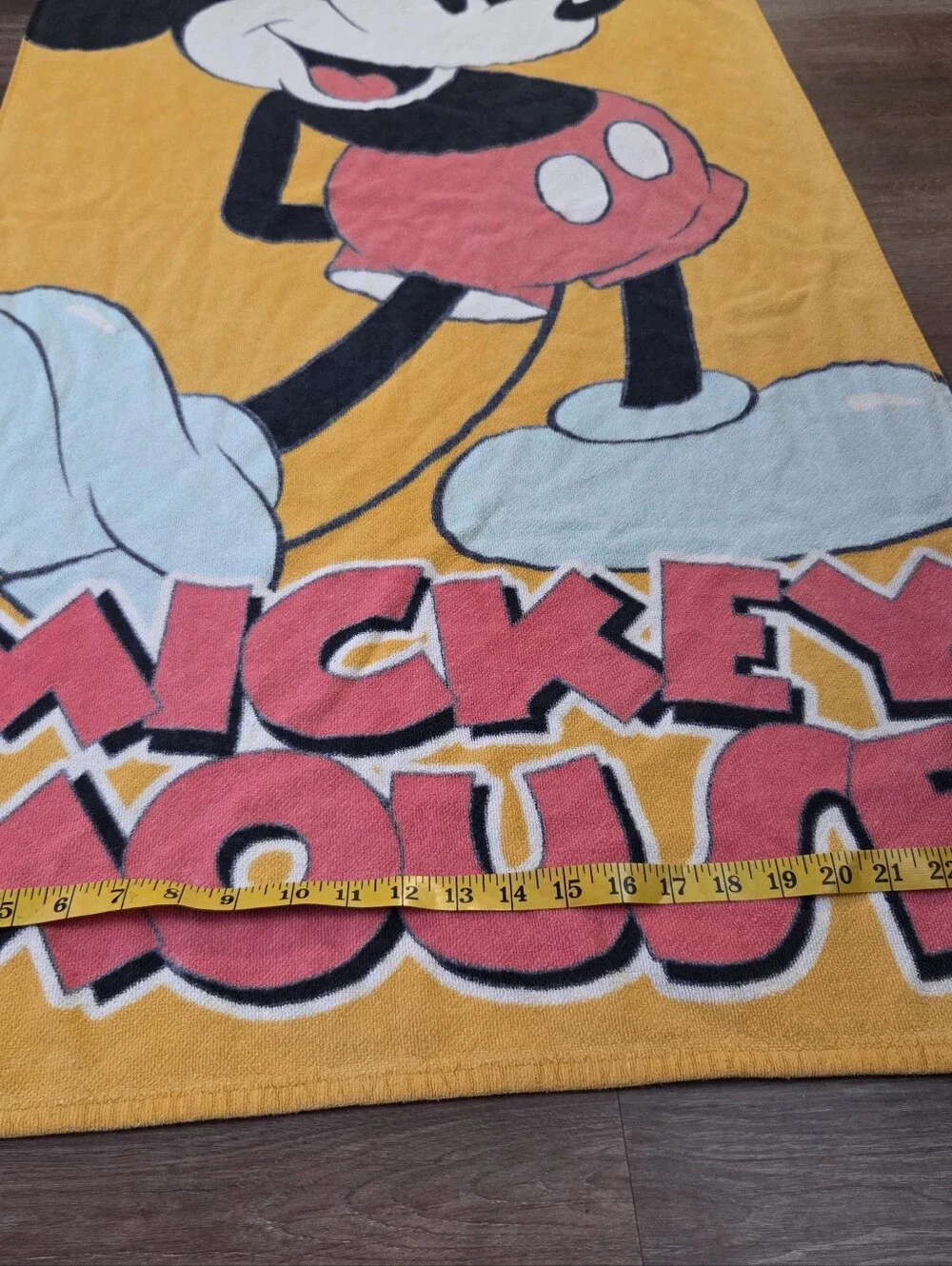 Vintage 90s Y2K Walt Disney Mickey Mouse Yellow/Orange Beach Towel